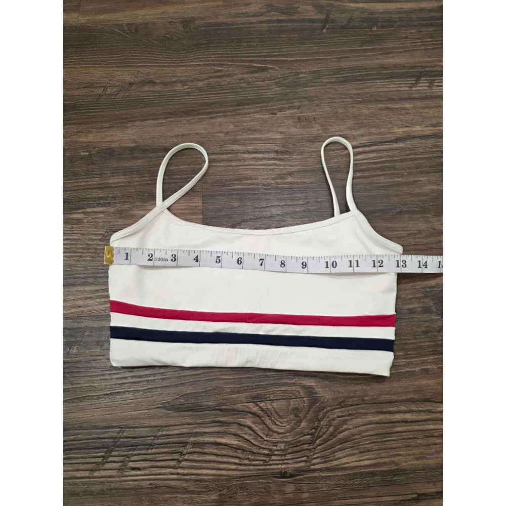 L Space Ren Top Bikini Swim Top White Stripe Size Small New